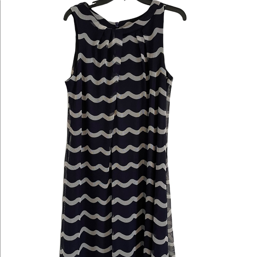 ILE New York Wavy Stripes Pleated Shift Dress Size 14
